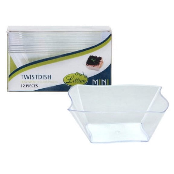 Lillian Tablesettings Mini Twist Dish-5 oz  Clear  Pack of 12 Plastic Serve-ware 64532