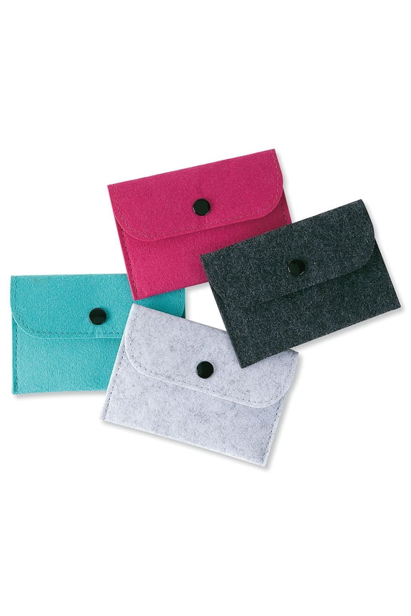 Felt Wallet Pouches - Set of 4, Coin Purses, Travel, 5 x 3 1/4"