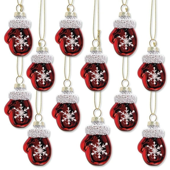 Lillian Vernon Glass Mittens Christmas Keepsake Ornaments - Set of 12, 2.5" Tall