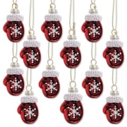 Lillian Vernon Glass Mittens Christmas Keepsake Ornaments - Set of 12, 2.5" Tall