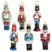 Lillian Vernon Mini Handmade Nutcracker Christmas Glass Ornaments, Set of 6