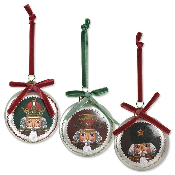Lillian Vernon Glass Nutcracker Christmas Ornaments - 3-Piece Set, 3.5" x 5"