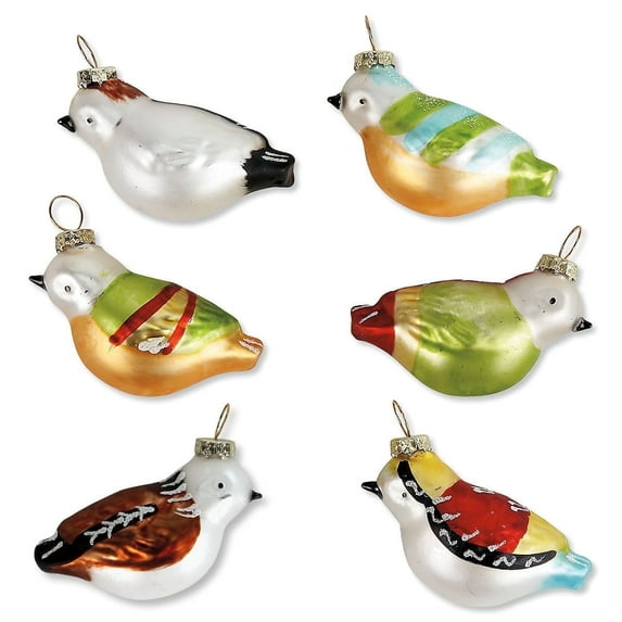 Lillian Vernon Glass Wild Birds Ornaments - Set of 12, Holiday Home Décor