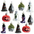 Lillian Vernon Halloween Figures Hanging Glass Ornaments Set of 12, Holiday Fall Home Décor