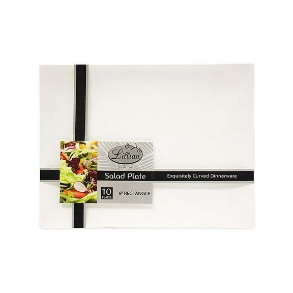 Lillian White 9" Rectangular Plastic Luncheon Plates 10ct.