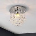 thumbnail image 1 of JONATHAN Y Lillibet 9.88" 1-Light Traditional Transitional Iron LED Semi Flush Mount, Chrome/Clear, JYL9900A, 1 of 7