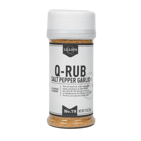 Lillie's Q All-Purpose Q-Rub Seasoning, Salt, Pepper & Garlic Blend, 7.9 oz – Versatile & Flavorful