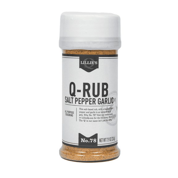 Lillie's Q All-Purpose Q-Rub Seasoning, Salt, Pepper & Garlic Blend, 7.9 oz – Versatile & Flavorful