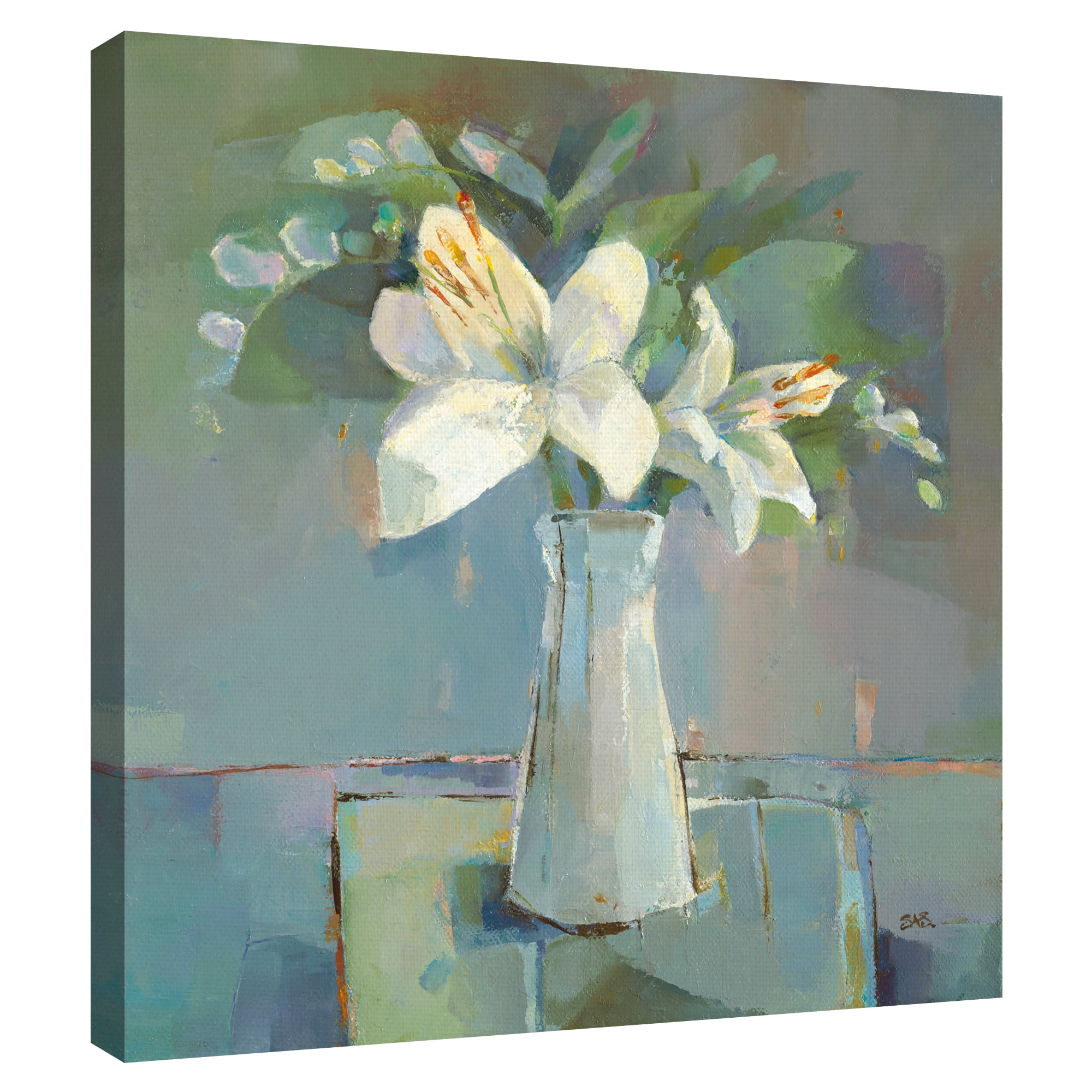 Lillies and Freesias by Sarah Simpson Canvas Art Print