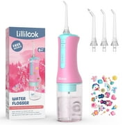 Lillilook Rechargeable Water Flosser for Kids, Oral Irrigator Portable, Pink