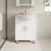 Lilly 24" W x 18" D x 34" H Euro-Style Vanity in White with Ceramic Vanity Top