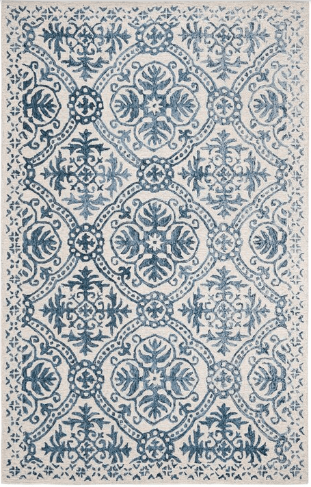 Ivory Floral Handmade Wool 8' x 10' Tufted Rug