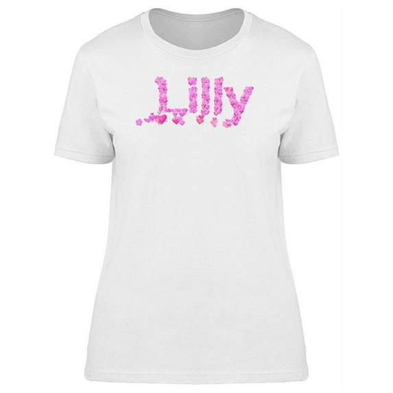 Lilly Cool Pink Heart Name T-Shirt Women -Image by Shutterstock, Female XX-Large