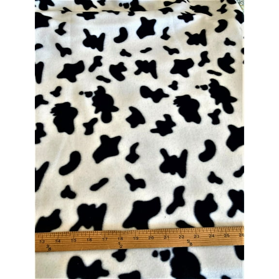 Lilly Craft Black Cow Print Fleece Fabric 58-60" Wide Sold by the Yard