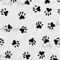 Lilly Craft Black DOG Paw Print on White Fleece Anti-Pill FABRIC 58-60" Wide Sold by the Yard