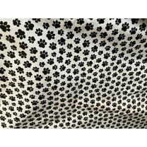Lilly Craft Black Paw Print on White Poly Cotton Fabric 58-60" Wide and Sold by the Yard