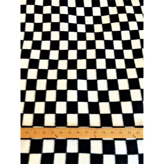Lilly Craft Black and White Checkered Fleece Fabric 58-60" Wide Sold by the Yard
