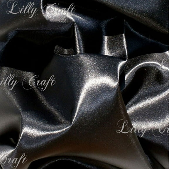 Lilly Craft Bridal Satin Black Color FABRIC 58-60" Wide Sold by the Yard