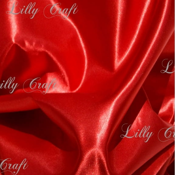 Lilly Craft Bridal Satin Red Color FABRIC 58-60" Wide Sold by the Yard