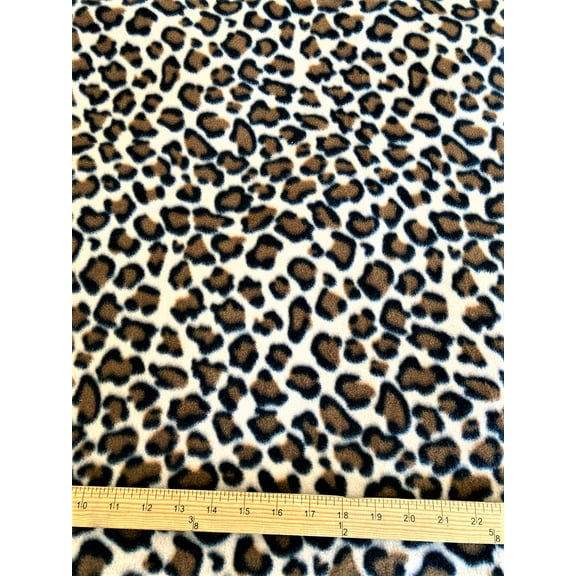 Lilly Craft Brown Leopard Fleece Print Fabric is 58-60" Wide and Sold by the Yard