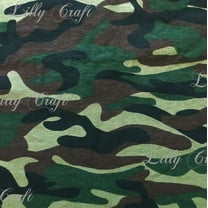 Lilly Craft Camouflage Army Green Cotton Jersey Fabric STRETCH - Sold By The Yard - 58" / 59"