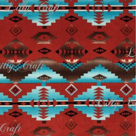 Lilly Craft Cody Copper Tribal Print Fleece Anti-Pill FABRIC 58-60" Wide Sold by the Yard