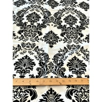 Lilly Craft Flocking Damask Taffeta Black on White Fabric  58-60" Wide Sold by the Yard