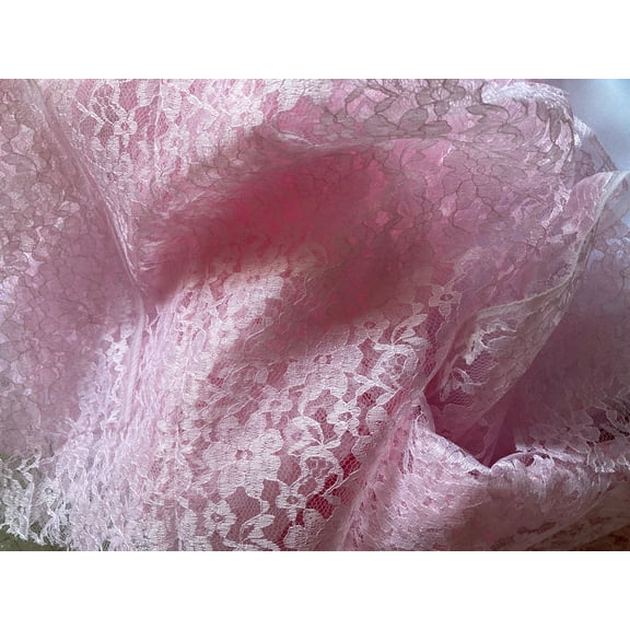 Lilly Craft Floral Raschel Lace Pink Polyester Fabric 58-60" Wide Sold by the Yard