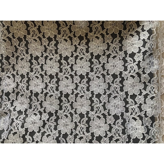 Lilly Craft Floral Raschel Lace White Polyester Fabric 58-60" Wide Sold by the Yard