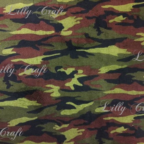 Lilly Craft Green Camouflage FLEECE Fabric 100% Polyester - Sold By The Yard - 58" / 60"