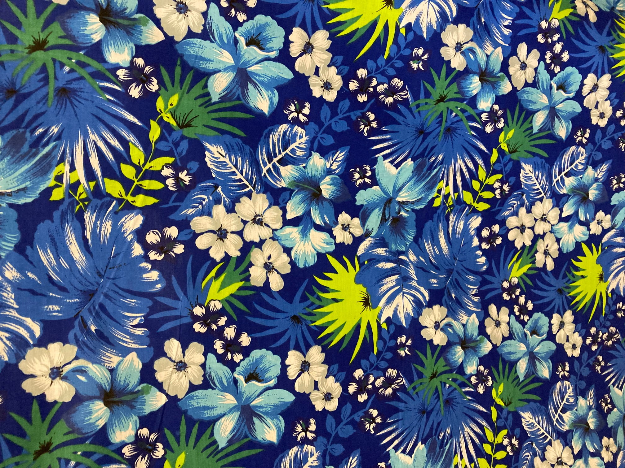 Lilly Craft Hawaiian Floral Print Aqua Polycotton Fabric 58-60