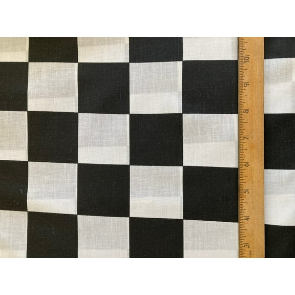 Lilly Craft Large 2" x 2" Checkered Design Black and White Polycotton Fabric 58-60" Wide Sold by the Yard