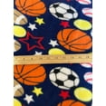 thumbnail image 1 of Lilly Craft Multi-Sport Balls on Navy Fleece Fabric 58-60" Wide and Sold by the Yard, 1 of 2