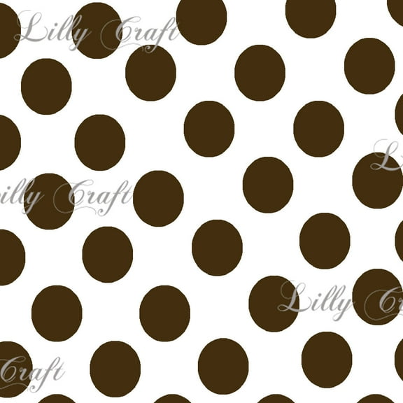 Lilly Craft One Inch Brown Polka Dots on White Polycotton Fabric - Sold by the Yard - 58" / 60" Wide