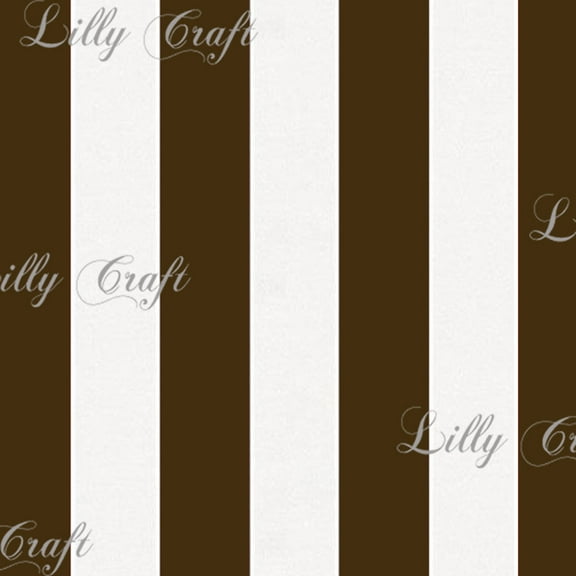 Lilly Craft One Inch Brown and White Stripe Poly Cotton Fabric - Sold by the Yard - 58" / 59"
