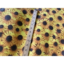 Lilly Craft Small Sunflowers Polycotton Fabric 58-60" Wide Sold by the Yard