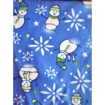 Lilly Craft Snowman on Blue Fleece Print Fabric 58"/60" Wide and Sold by the Yard