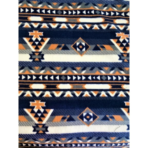 Lilly Craft Southwest Aztec Navy Tribal Print Fleece Fabric 58-60" Wide Sold by the Yard