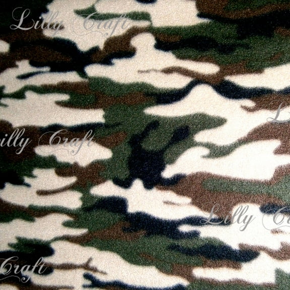 Lilly Craft Traditional Camouflage FLEECE Fabric 100% Polyester - Sold By The Yard - 58" / 60"