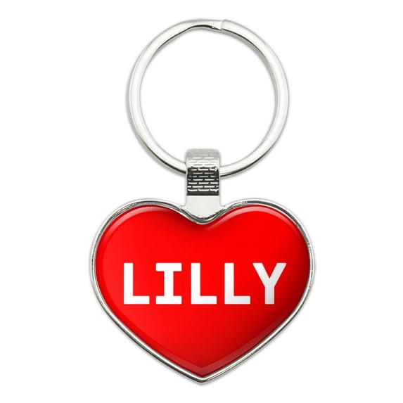 Lilly I Love Name Heart Metal Key Chain