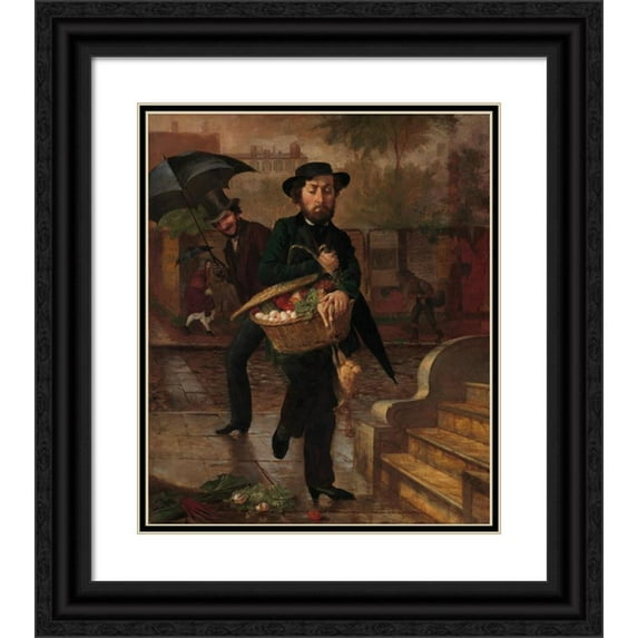 Lilly Martin Spencer 20x23 Black Ornate Framed Double Matted Museum Art Print Titled: Young Husband; First Marketing (1854)