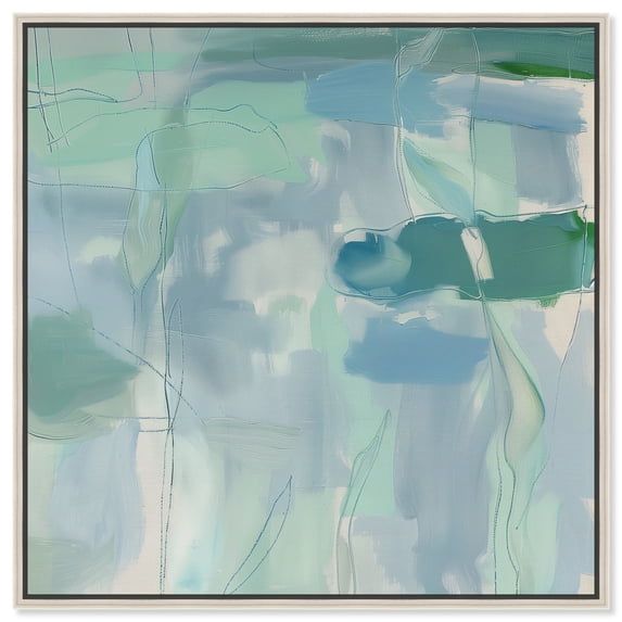 Lilly Pad Abstract I Canvas Coastal Farmhouse Wall Art by Art Remedy, Silver Frame, 30" x 30"