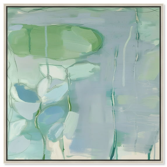 Lilly Pad Abstract II Canvas Coastal Farmhouse Wall Art by Art Remedy, Silver Frame, 16" x 16"