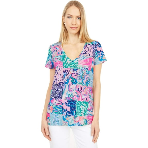 Lilly Pulitzer Etta Scoop Neck Top Multi Patch To Match Small