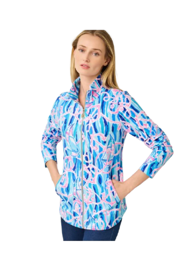 Leona Zip-Up Jacket Skim Blue Reel Nauti Medium