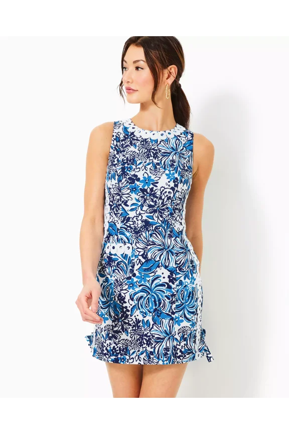 Mila Stretch Shift Dress Low Tidy Navy Pandarama Size 6