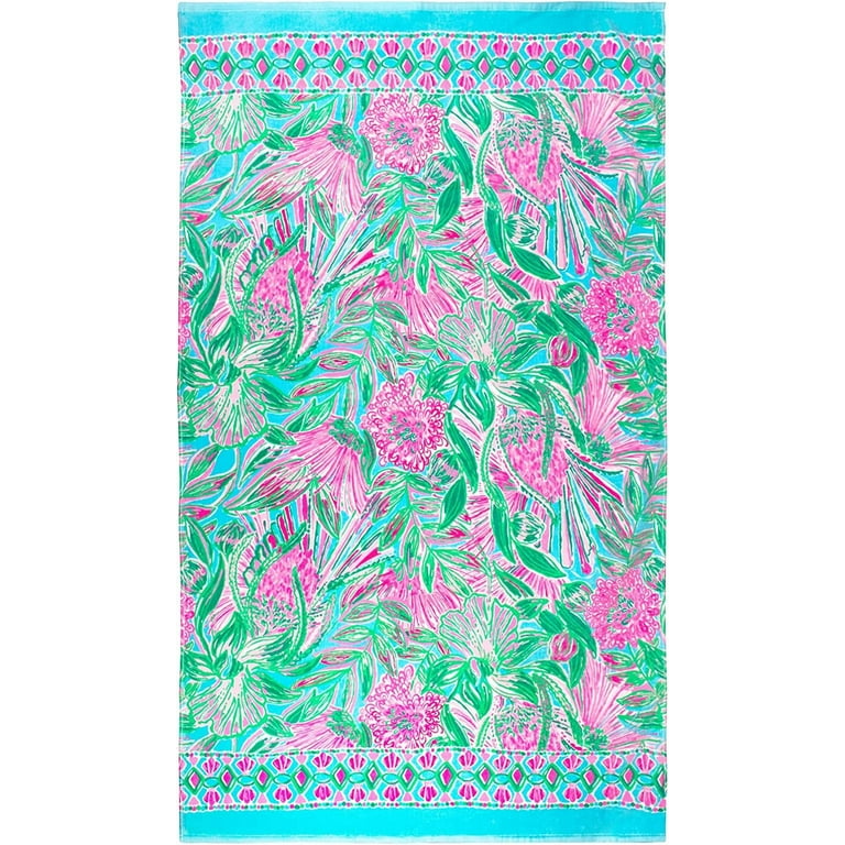Lilly Pulitzer Oversized Pool Beach Towel 40 x 70 Large Terry Cloth Towel for Adults Pink Green Aqua Blue Print Coming in Hot Walmart