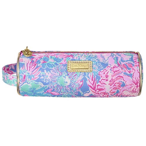 Lilly Pulitzer Pink Pencil Pouch Holder, Cute Travel Bag/Case with Carrying Handle and Zip Close, Viva La Lilly