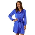 thumbnail image 1 of Lilly Pulitzer Saige Long Sleeve Satin Dress � V-neckline � Button Closure � Long Cuffed Sleeves � Waist Sash Alba Blue MD One Size, 1 of 3