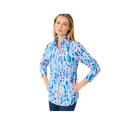 Lilly Pulitzer UPF 50+ Leona Zip-Up Jacket Skim Blue Reel Nauti Small